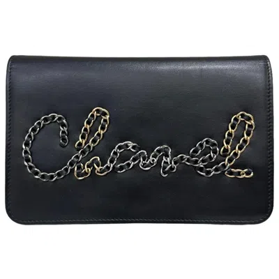 Pre-owned Chanel Borsa A Tracolla Wallet On Chain Logo 2019 In Black