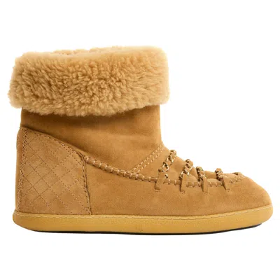 Pre-owned Chanel Bottines Coco Neige Eu39 Lined Suede Classique Chain Boots Uk6 Us8.5 In Brown