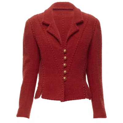 Pre-owned Chanel Boucle Tweed Boned Corset Jacket In Red