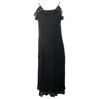Pre-owned Chanel Boutique Black Silk Slip Dress Size 38
