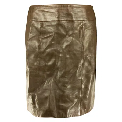 Pre-owned Chanel Boutique Chocolate Brown Leather Skirt