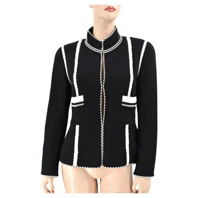 Pre-owned Chanel Boutique Vintage Runway Jacket 40 Cc Logo In Black
