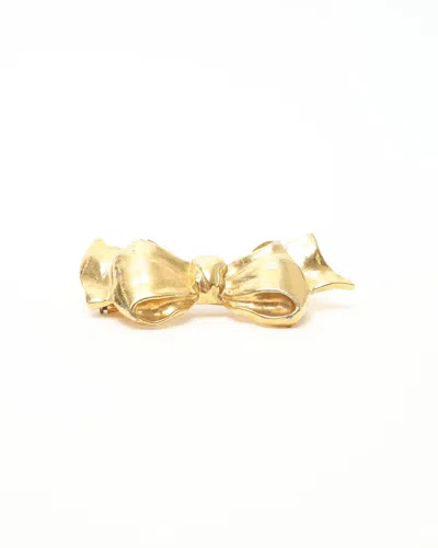 Pre-owned Chanel Bow Brooch In Gold