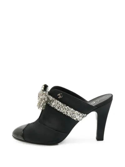 Pre-owned Chanel Bow-detail Mules In Black