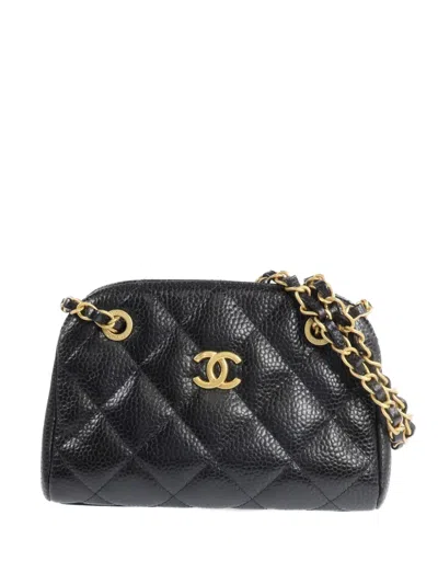 Pre-owned Chanel Bowling Cc Quilted Shoulder Bag In Black