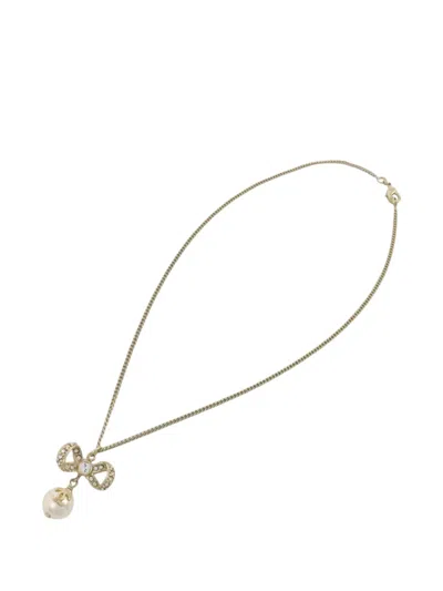 Pre-owned Chanel Bow-pendant Necklace In Gold