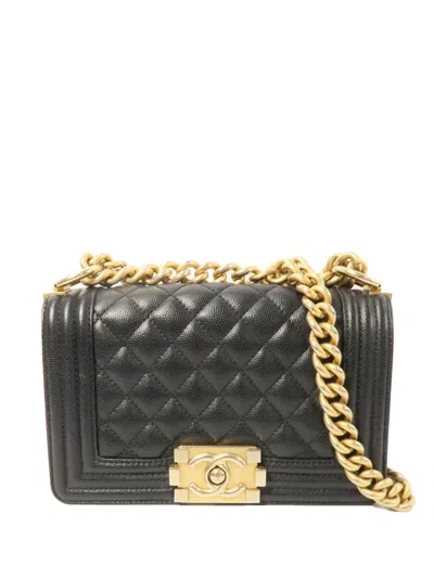 Pre-owned Chanel Boy 20 Chain Shoulder Bag In Black