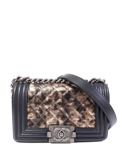 Pre-owned Chanel Boy 20 Chain Shoulder Bag In Black