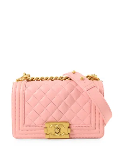Pre-owned Chanel Boy 20 Chain Shoulder Bag In Pink
