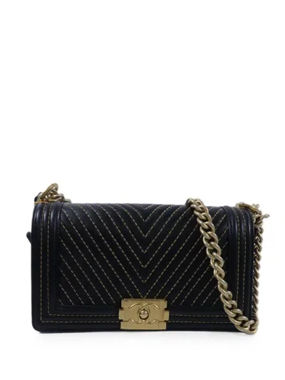 Pre-owned Chanel Boy 25 Cc Chain Shoulder Bag In Black