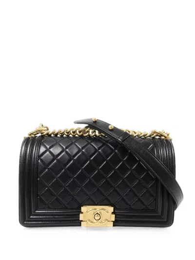 Pre-owned Chanel Boy 25 Chain Shoulder Bag In Black