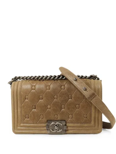 Pre-owned Chanel Boy 25 Chain Shoulder Bag In Brown