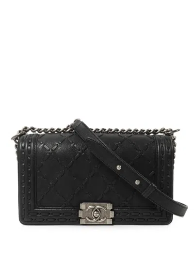 Chanel Boy 25 Diamond-quilted Cross Body Bag In Black