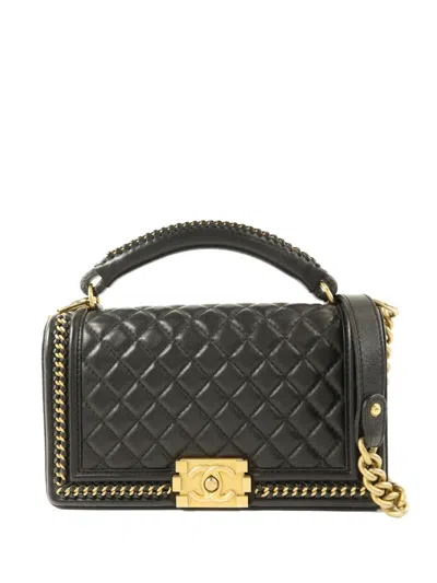 Pre-owned Chanel Boy 25 Quilted Shoulder Bag In Black
