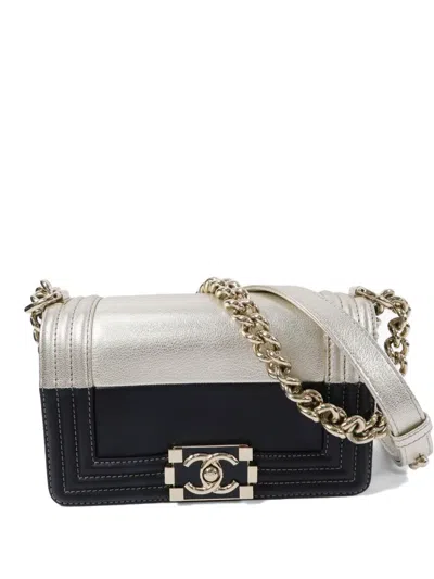 Pre-owned Chanel Boy Cc Chain Crossbody Bag In Black