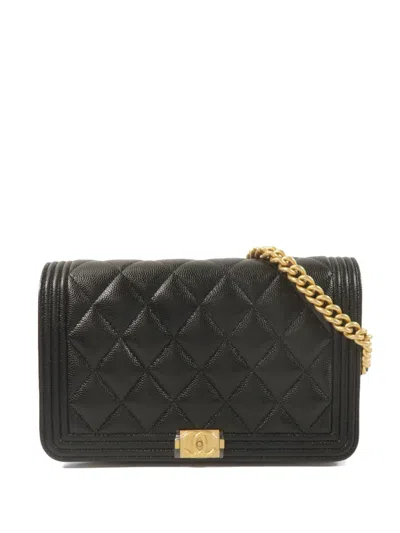 Pre-owned Chanel Boy Cc Shoulder Bag In Black