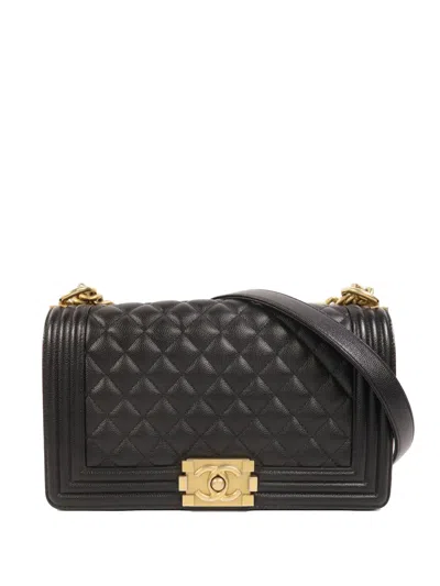 Pre-owned Chanel Boy Chain Shoulder Bag In Black