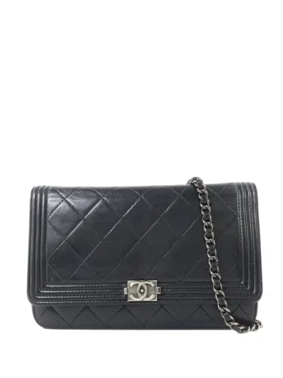 Chanel Boy  Quilted Shoulder Bag In Black