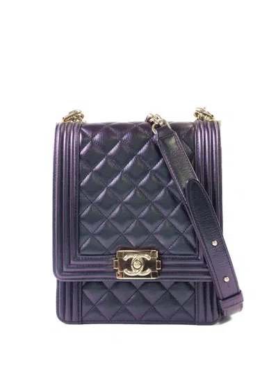 Pre-owned Chanel Boy  Quilted Shoulder Bag In Purple