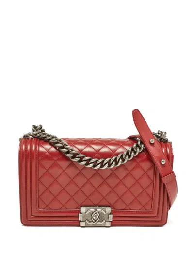 Pre-owned Chanel Boy  Shoulder Bag In Red