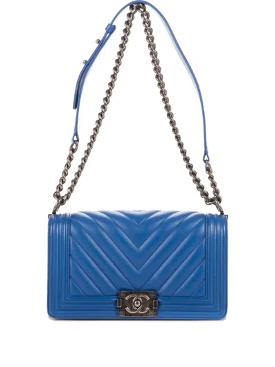 Pre-owned Chanel Boy  Shoulder Bag In Blue