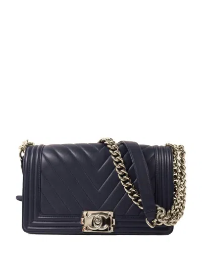 Pre-owned Chanel Boy  Shoulder Bag In Blue