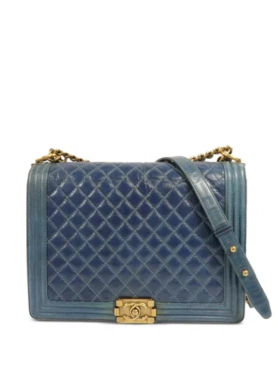 Pre-owned Chanel Boy  Shoulder Bag In Blue