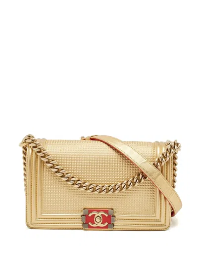 Pre-owned Chanel Boy  Shoulder Bag In Gold