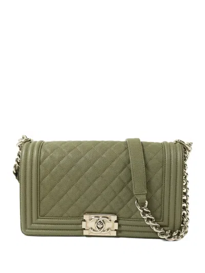 Pre-owned Chanel Boy  Shoulder Bag In Green