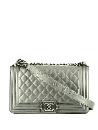 Pre-owned Chanel Boy  Shoulder Bag In Grey