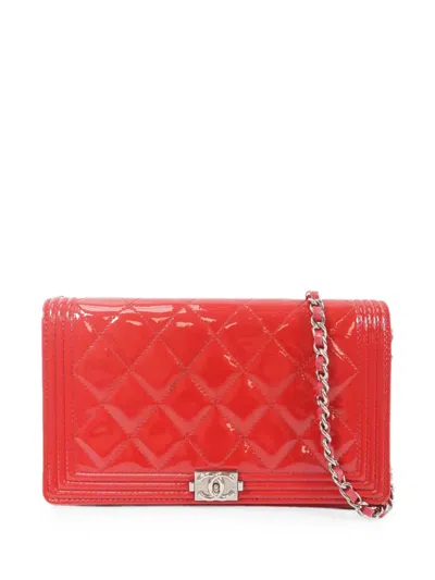 Pre-owned Chanel Boy Diamond-quilted Mini Bag In Red