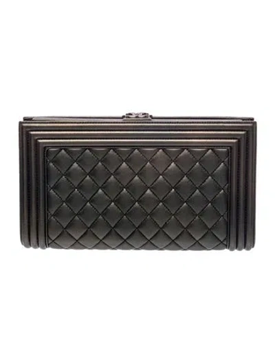 Pre-owned Chanel Boy Frame Clutch In Grey