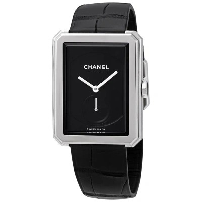 Pre-owned Chanel Boy-friend Black Guilloche Dial Ladies Watch H5319