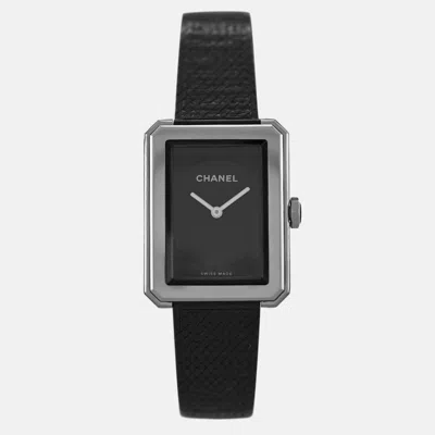 Pre-owned Chanel Boy Friend H5317 Black Stainless Steel Ladies Quartz Watch 22 Mm
