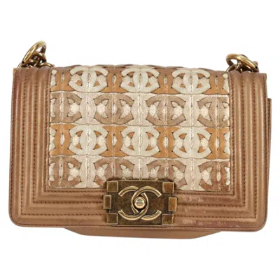 Pre-owned Chanel Boy Gold Leather Shoulder Bag ()