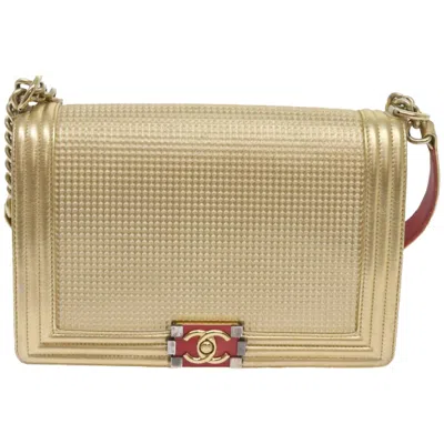 Pre-owned Chanel Boy Gold Leather Shoulder Bag ()