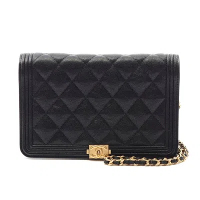 Pre-owned Chanel Boy Leather Shoulder Bag Black