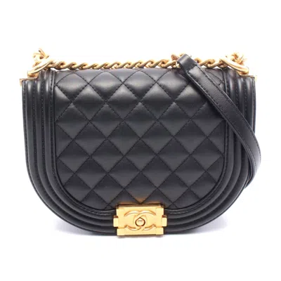 Pre-owned Chanel Boy Leather Shoulder Bag Black
