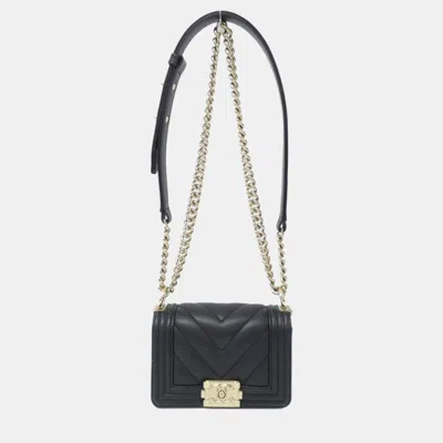 Pre-owned Chanel Boy Line Shoulder Bag In Black