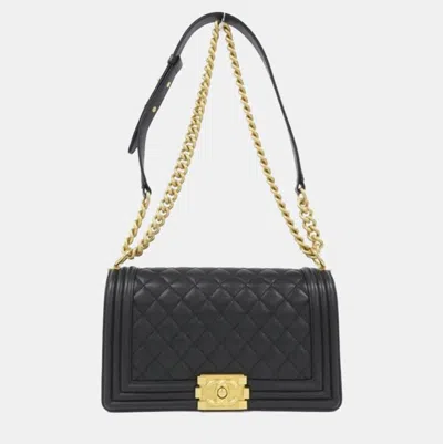 Pre-owned Chanel Boy Line Shoulder Bag In Black