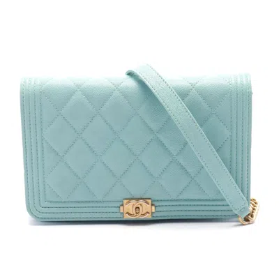 Pre-owned Chanel Boy Matelasse Shoulder Bag Blue
