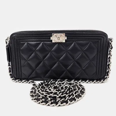 Pre-owned Chanel Boy Mini Crossbody Bag In Black
