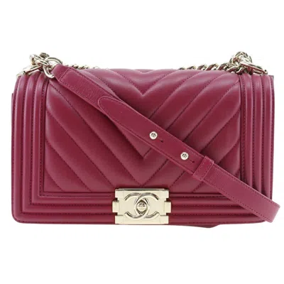 Pre-owned Chanel Boy Pink Leather Shoulder Bag ()