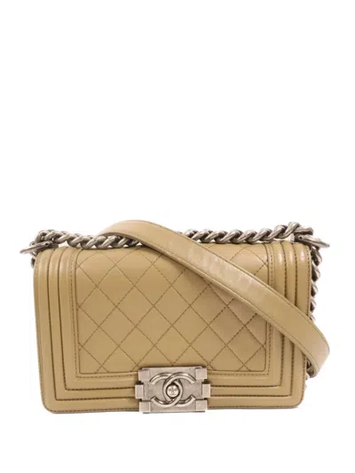 Pre-owned Chanel Boy Quilted Cross Body Bag In Neutral