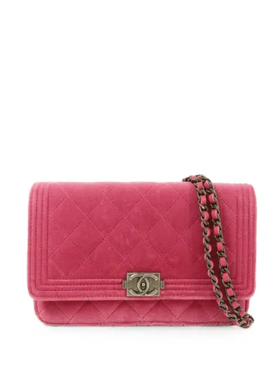 Pre-owned Chanel Boy Quilted Mini Shoulder Bag In Pink