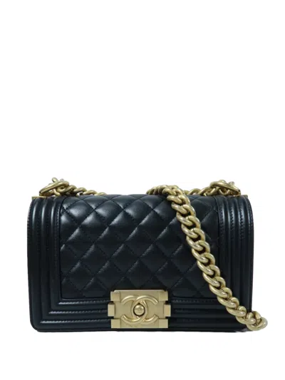 Pre-owned Chanel Boy Quilted Shoulder Bag In Black