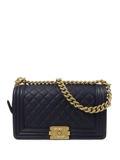 Chanel Boy Quilted Shoulder Bag In Black