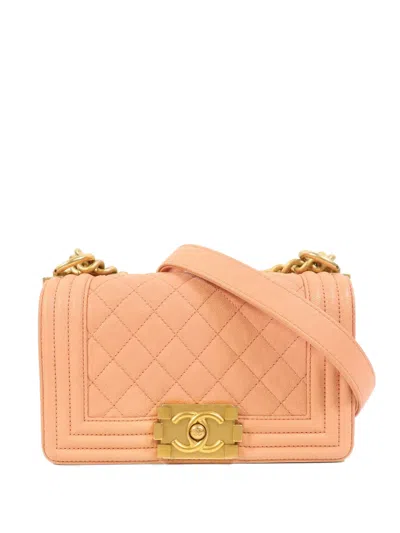 Pre-owned Chanel Boy Quilted Shoulder Bag In Pink