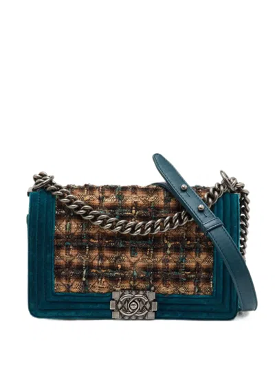 Chanel Boy Quilted Tweed Shoulder Bag In Pattern