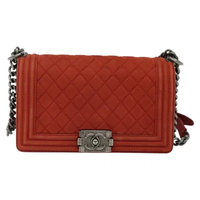 Pre-owned Chanel Boy Red Leather Shoulder Bag ()